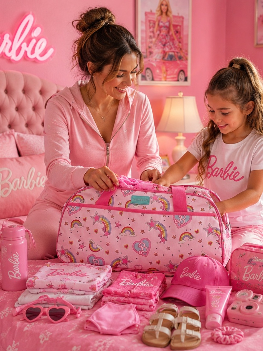POSH PEANUT 🎀 star power BARBIE groovy duffel bag overnight travel vacation VEUC